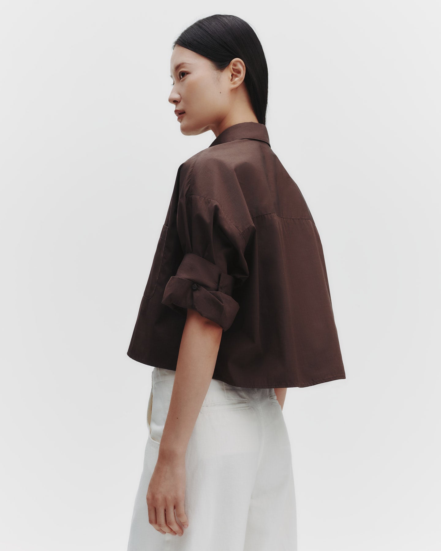 TWP Milk chocolate Next Ex Shirt in Cotton Poplin view 2