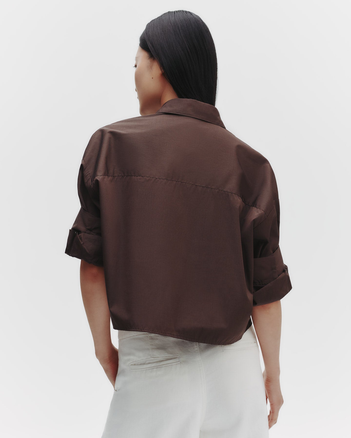 TWP Milk chocolate Next Ex Shirt in Cotton Poplin view 3
