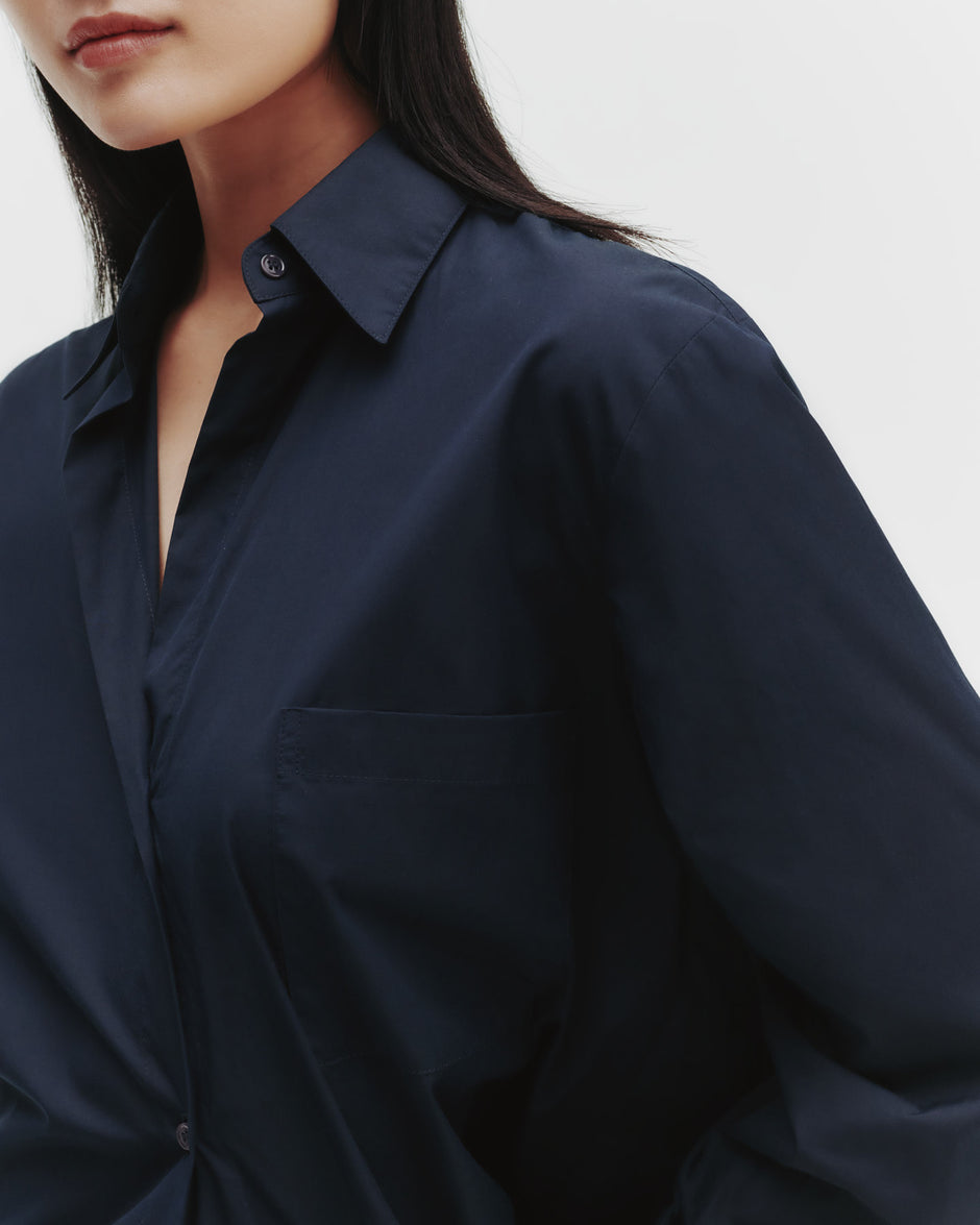 TWP Dark midnight Next Morning Shirt in Cotton Poplin view 3