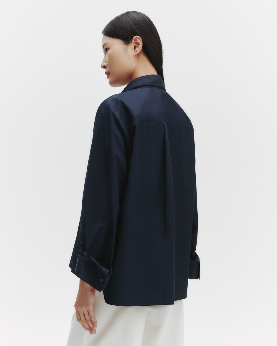 TWP Dark midnight Next Morning Shirt in Cotton Poplin view 4