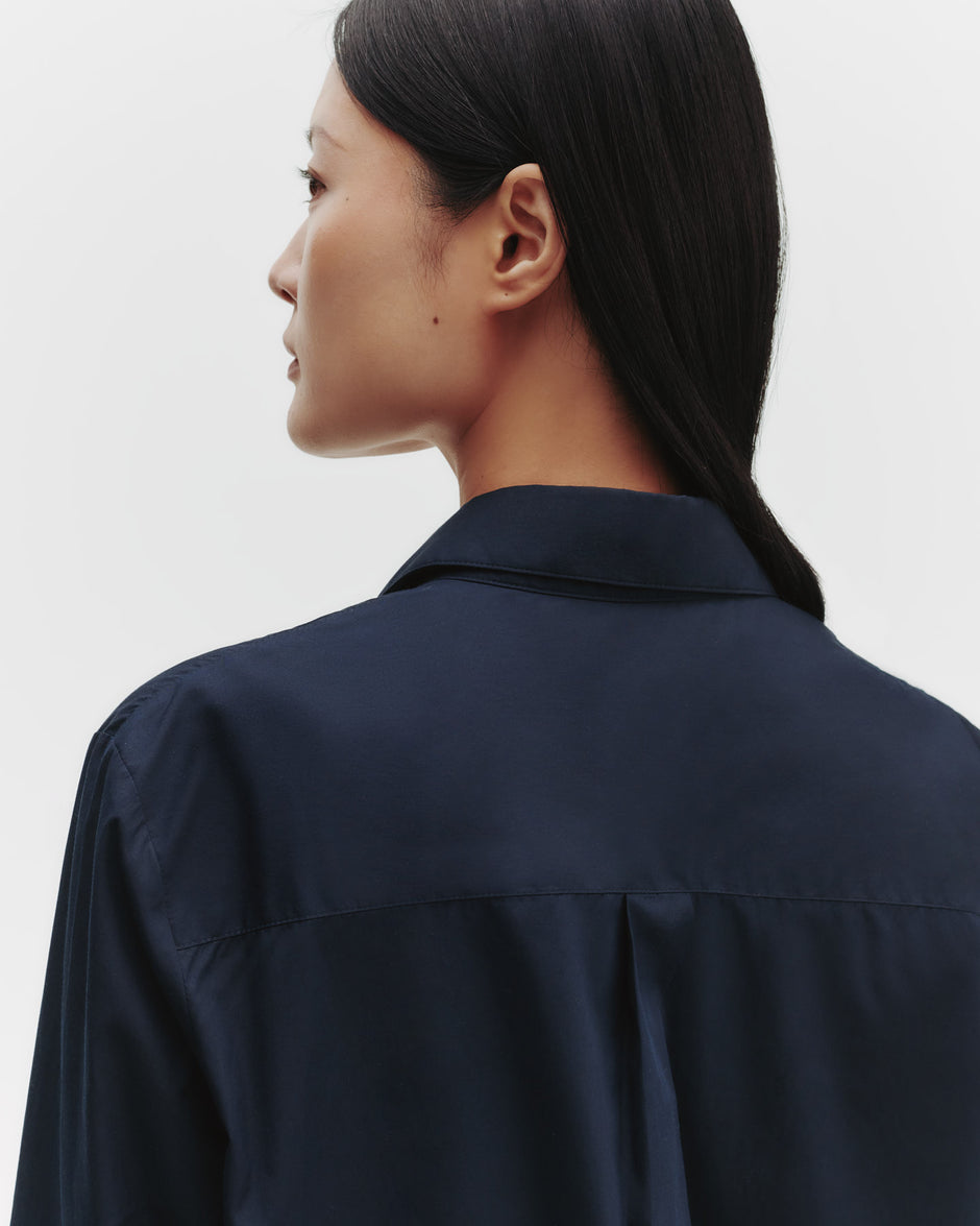 TWP Dark midnight Next Morning Shirt in Cotton Poplin view 5