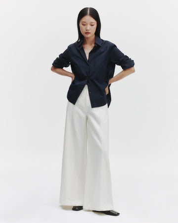 TWP Dark midnight Next Morning Shirt in Cotton Poplin view 6