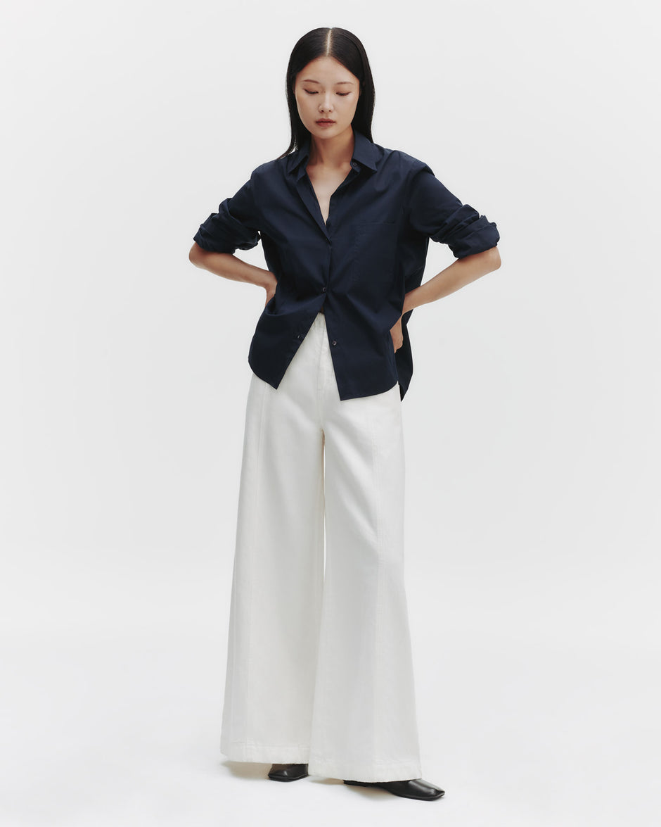 TWP Dark midnight Next Morning Shirt in Cotton Poplin view 6