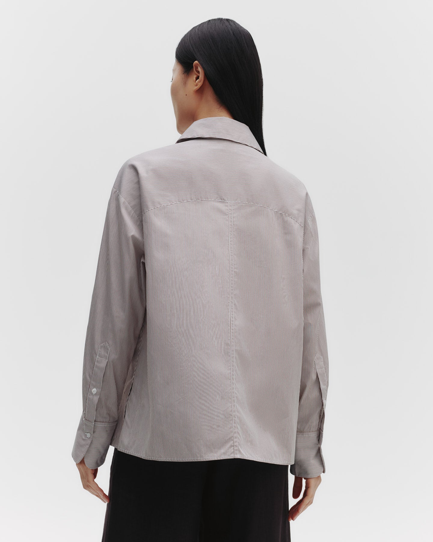 TWP White/chocolate E.B. Shirt in Superfine Cotton Mini Stripe view 3