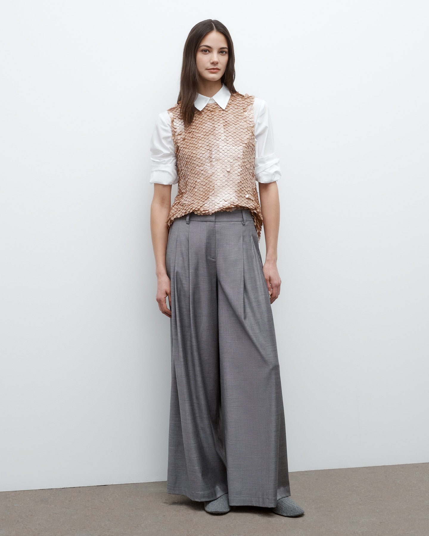 TWP Medium heather grey Next Didi Pant in Chintzed Wool view 7
