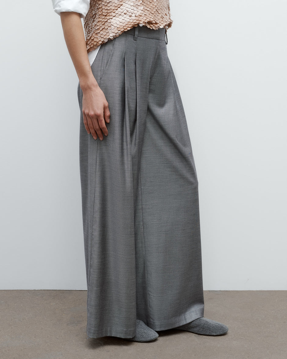 TWP Medium heather grey Next Didi Pant in Chintzed Wool view 4