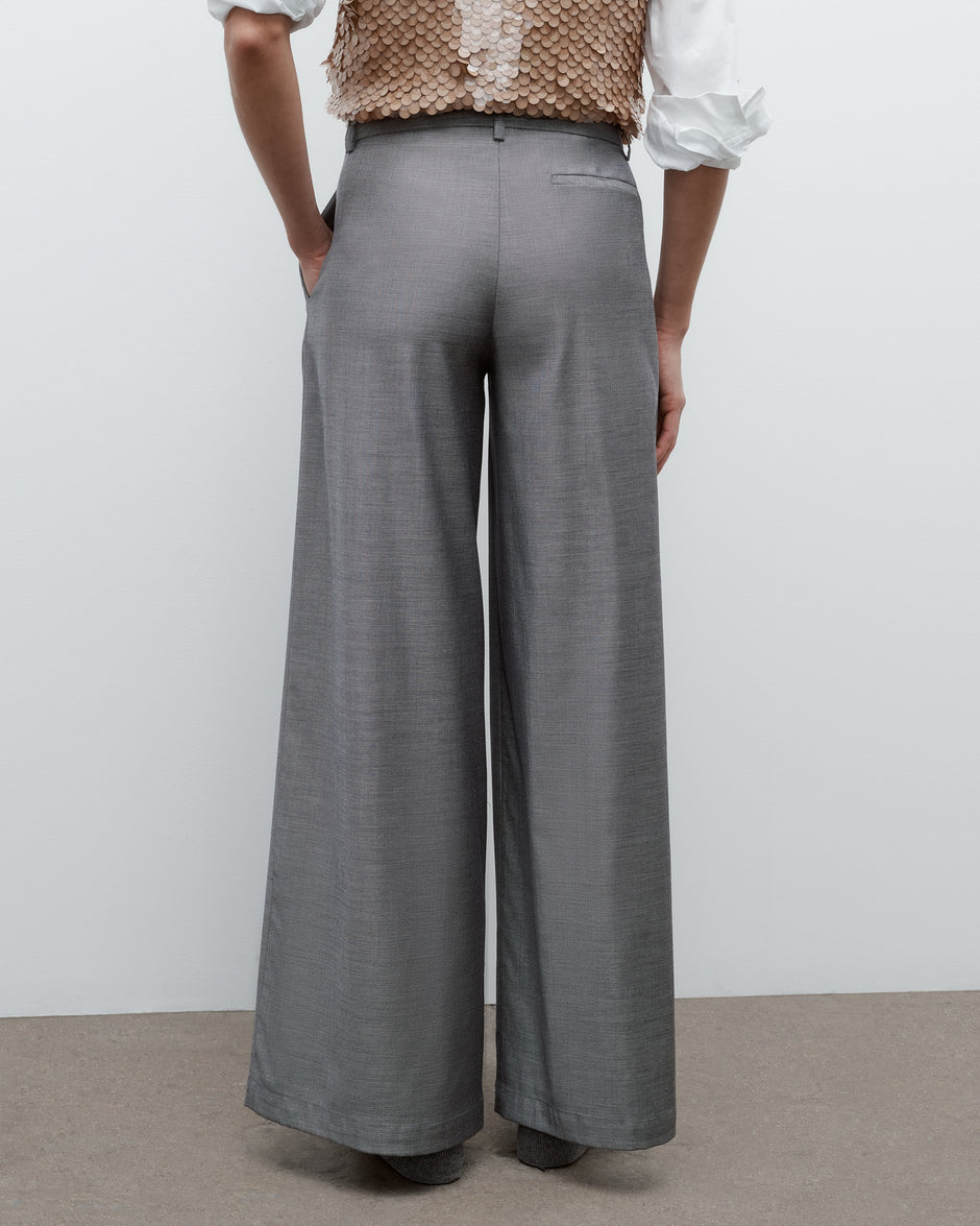 TWP Medium heather grey Next Didi Pant in Chintzed Wool view 5