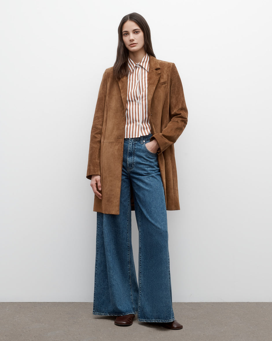 TWP Martora Easy Car Coat in Heavy Suede view 2