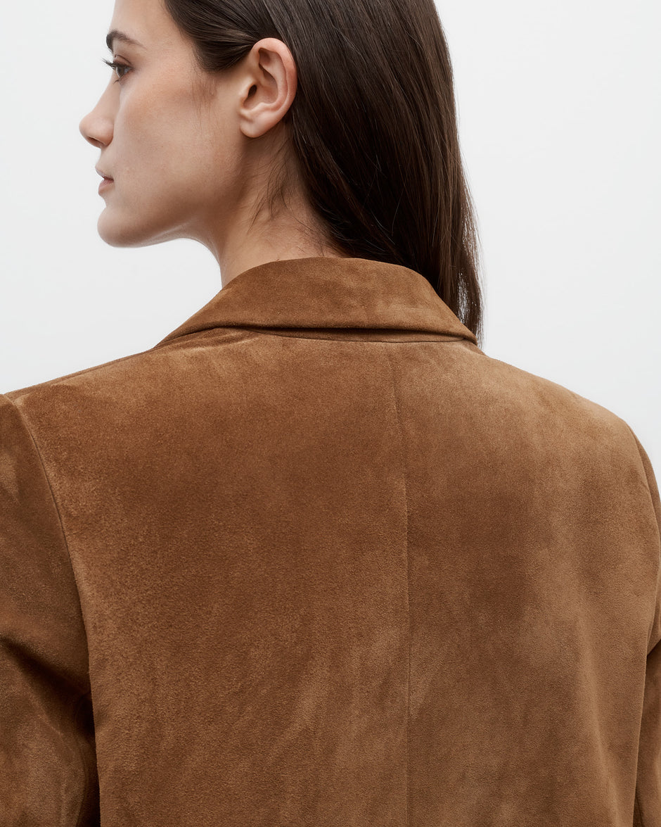 TWP Martora Easy Car Coat in Heavy Suede view 4