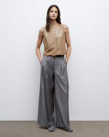 TWP Medium heather grey Next Didi Pant in Chintzed Wool view 3