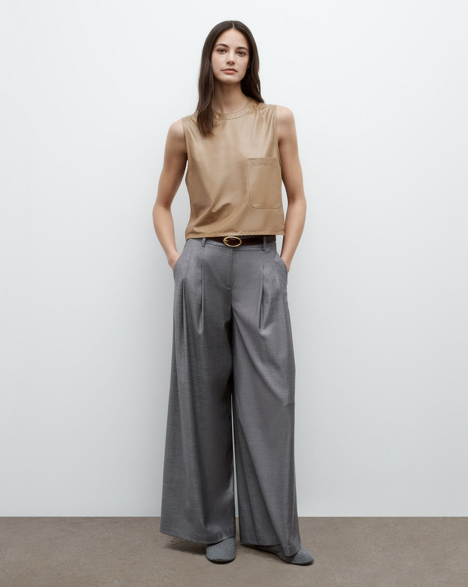 TWP Medium heather grey Next Didi Pant in Chintzed Wool view 3