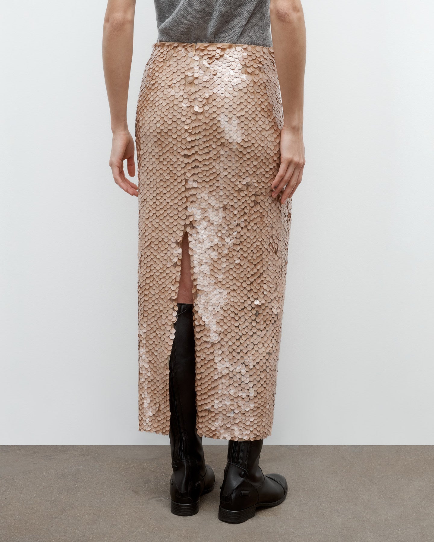 TWP Nude Gwyneth Skirt in Paillettes on Mesh view 5