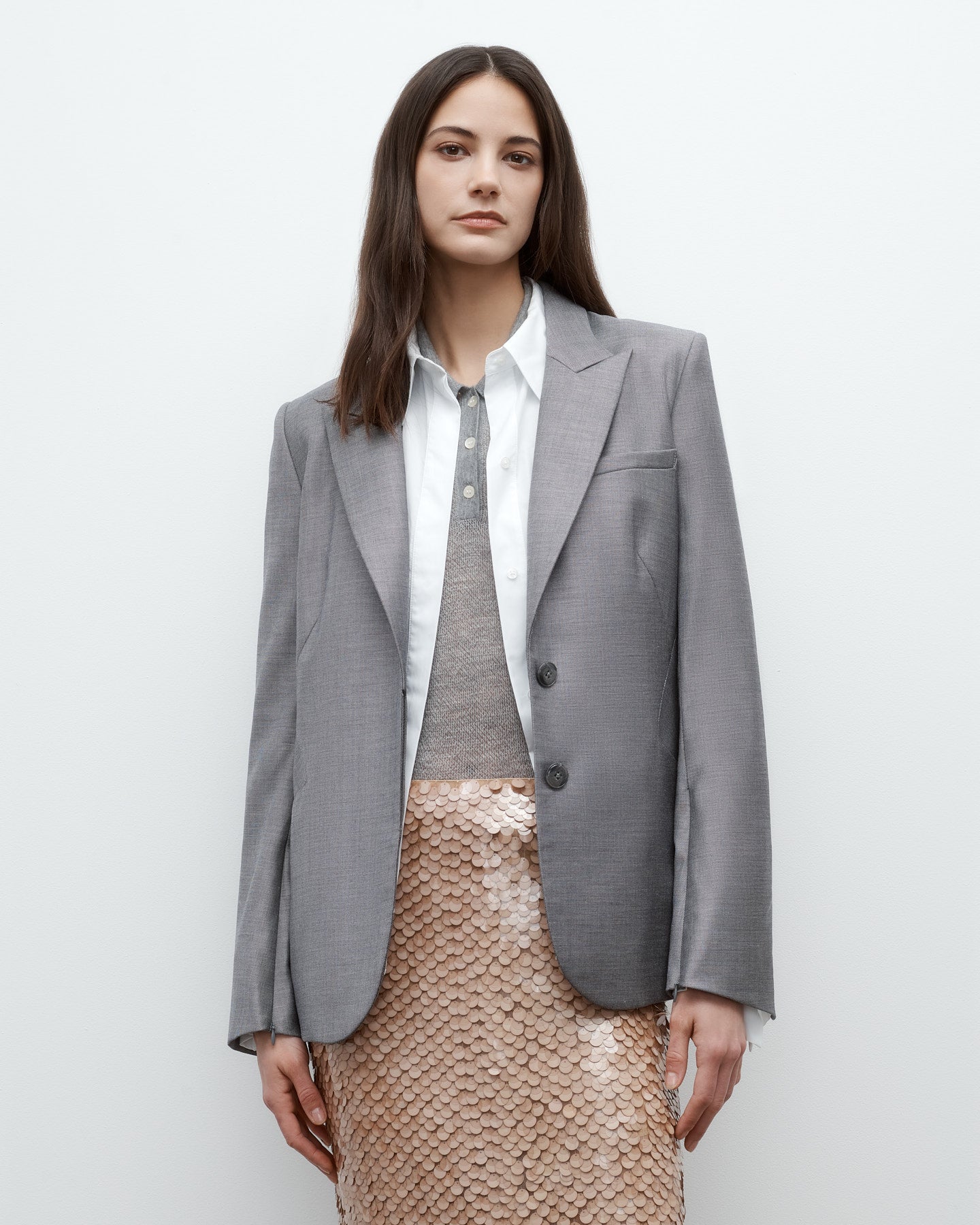 TWP Medium heather grey Perfect Boyfriend Blazer in Chintzed Wool view 1