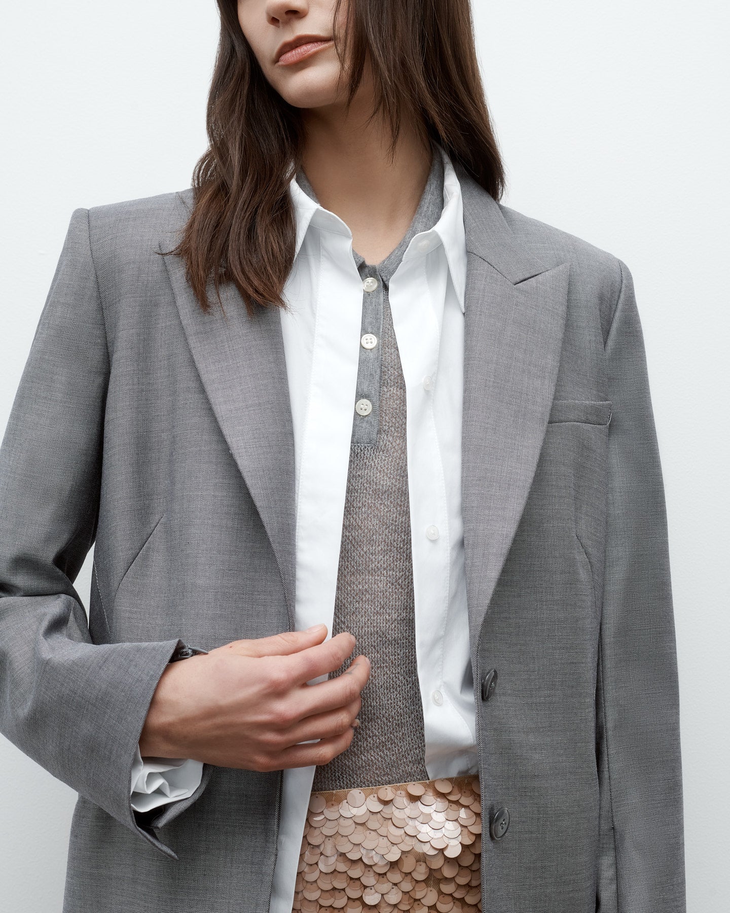 TWP Medium heather grey Perfect Boyfriend Blazer in Chintzed Wool view 2