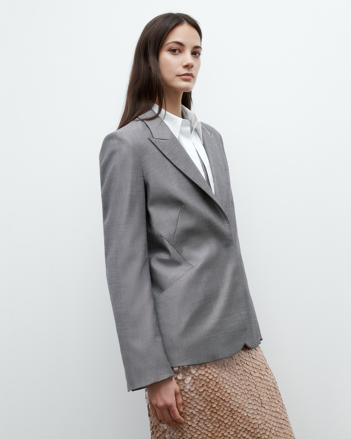 TWP Medium heather grey Perfect Boyfriend Blazer in Chintzed Wool view 4