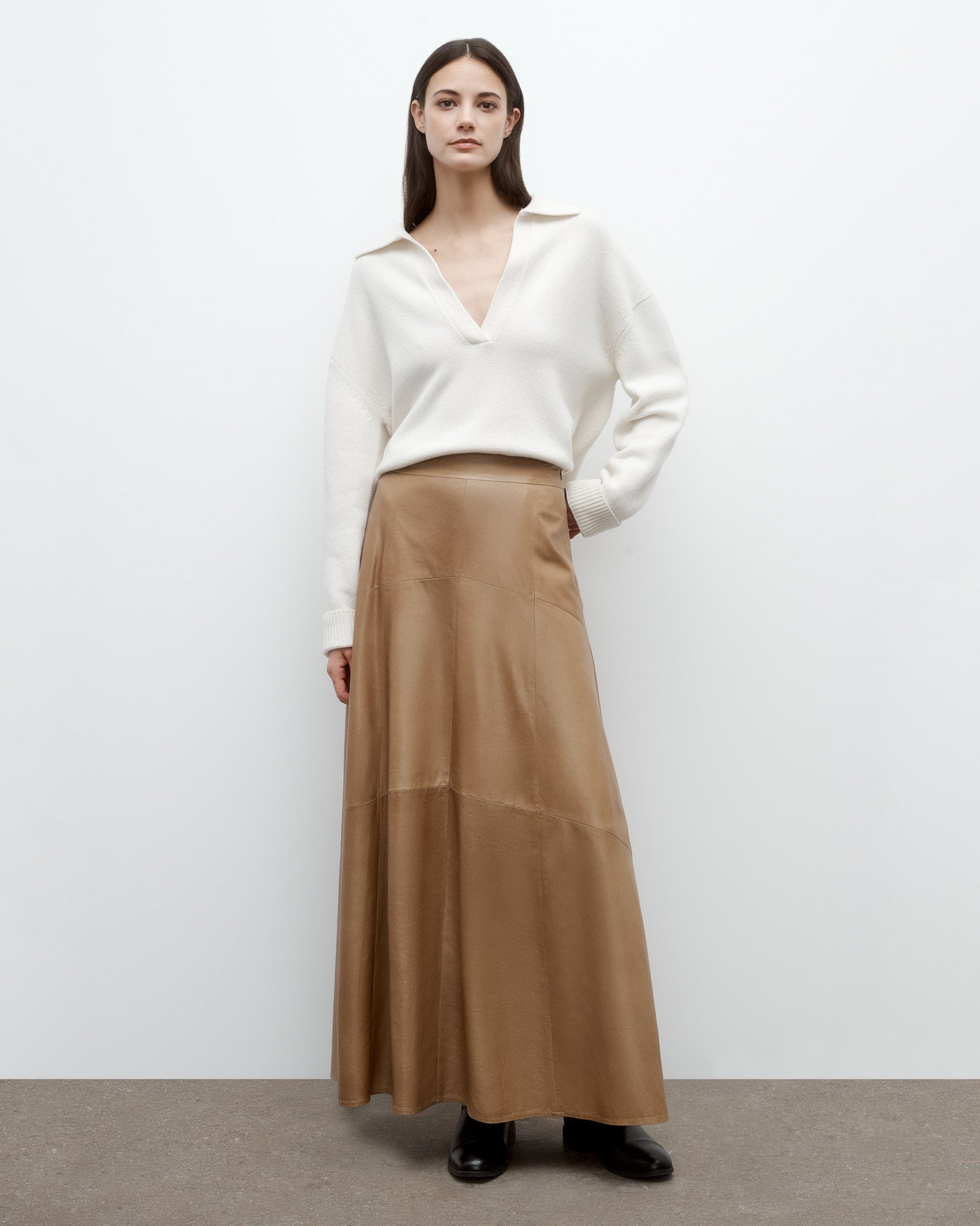 TWP Kelp Kennedy Skirt in Paper Leather view 2