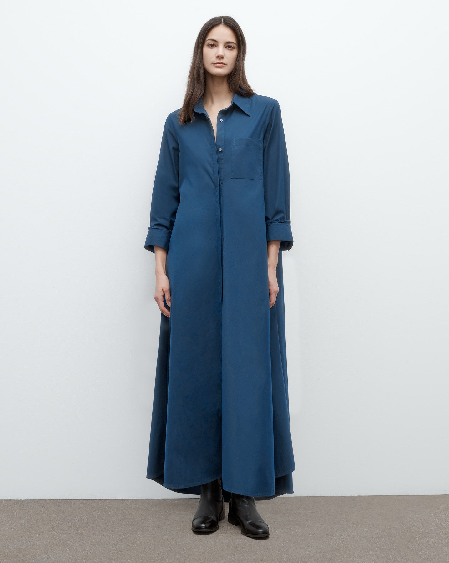 TWP Blue wing teal Jenny's Gown in Superfine Cotton Shirting view 2