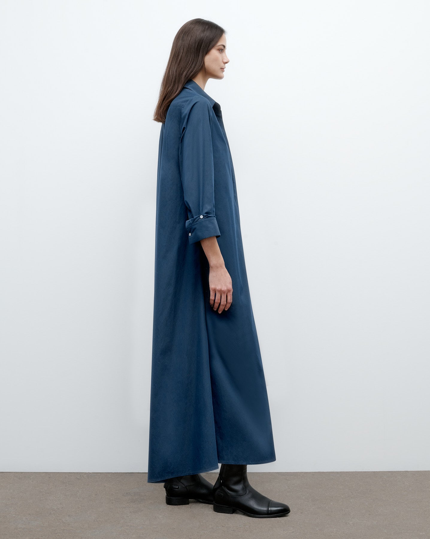 TWP Blue wing teal Jenny's Gown in Superfine Cotton Shirting view 3