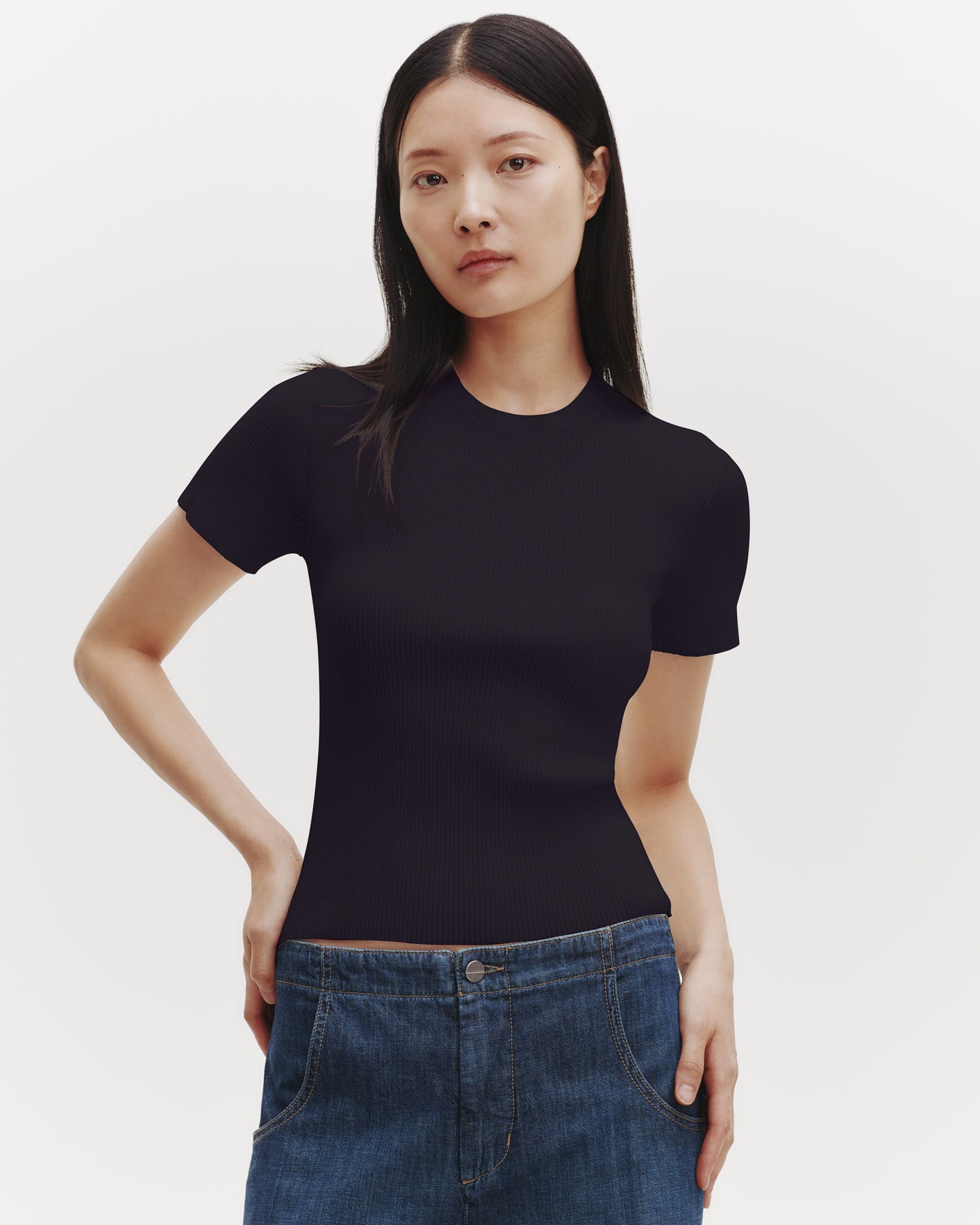 TWP Midnight Tease Top in Ribbed Cotton Knit view 3