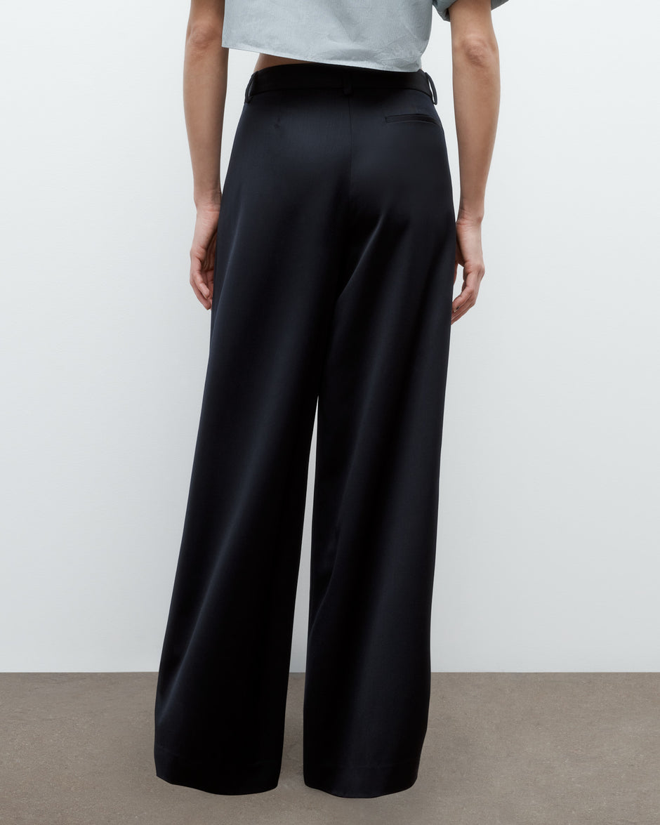 TWP Midnight Next Didi Pant in Satin Faced Wool Suiting view 2