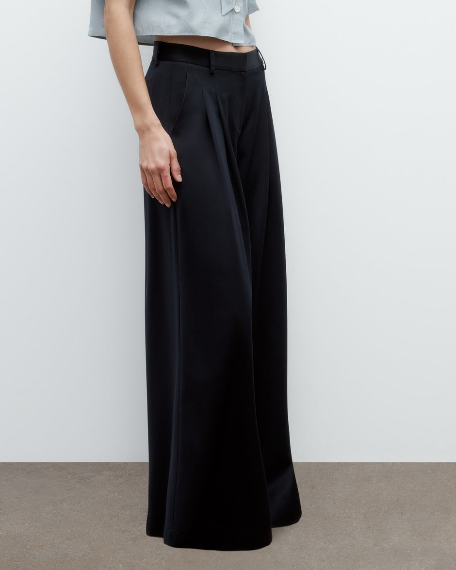 TWP Midnight Next Didi Pant in Satin Faced Wool Suiting view 3