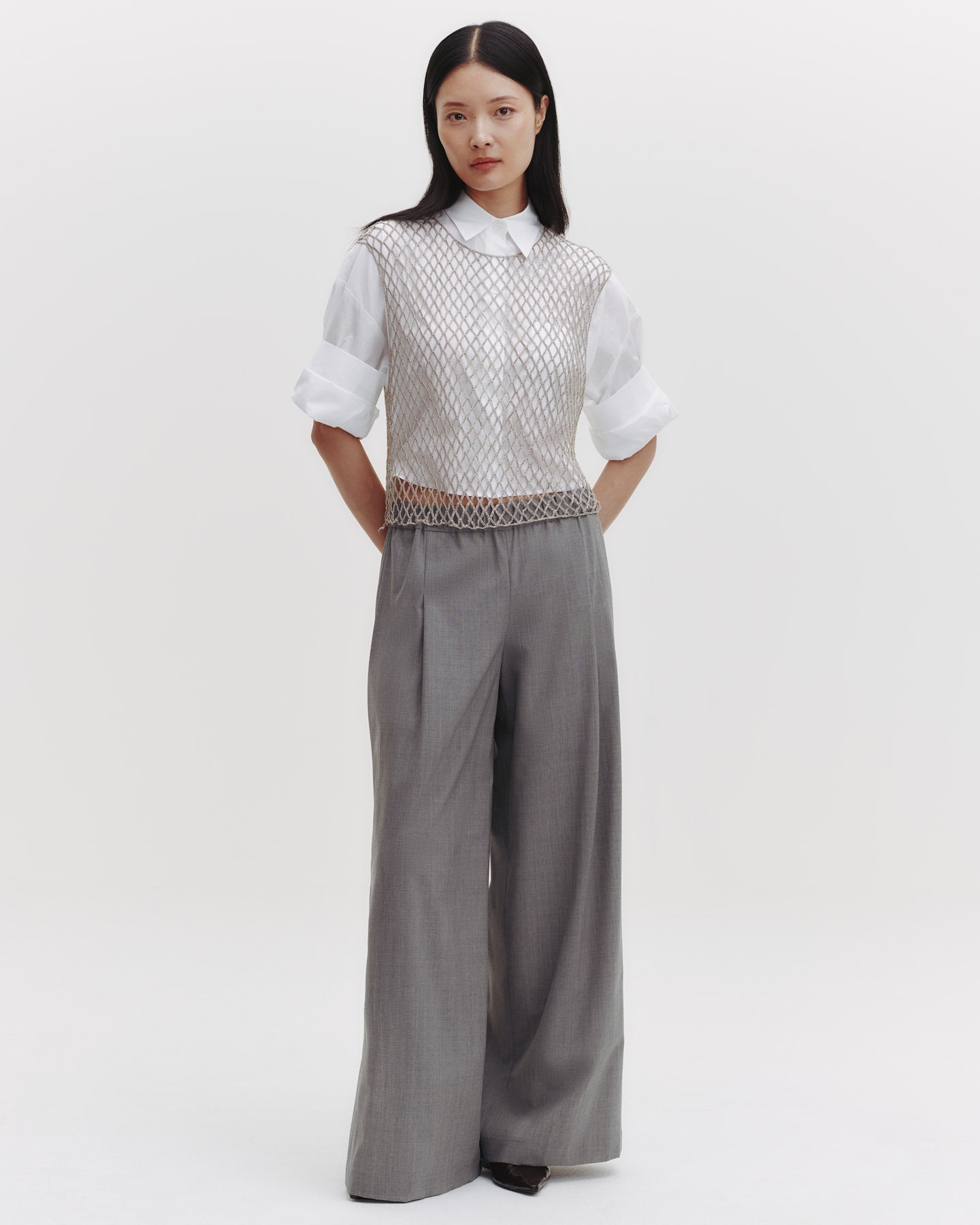 TWP Silver Chloe Top in Woven Mesh view 4