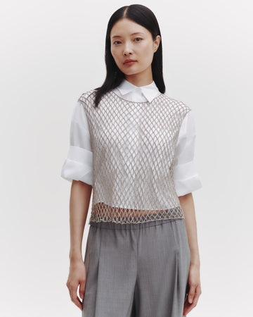 TWP Silver Chloe Top in Woven Mesh view 1