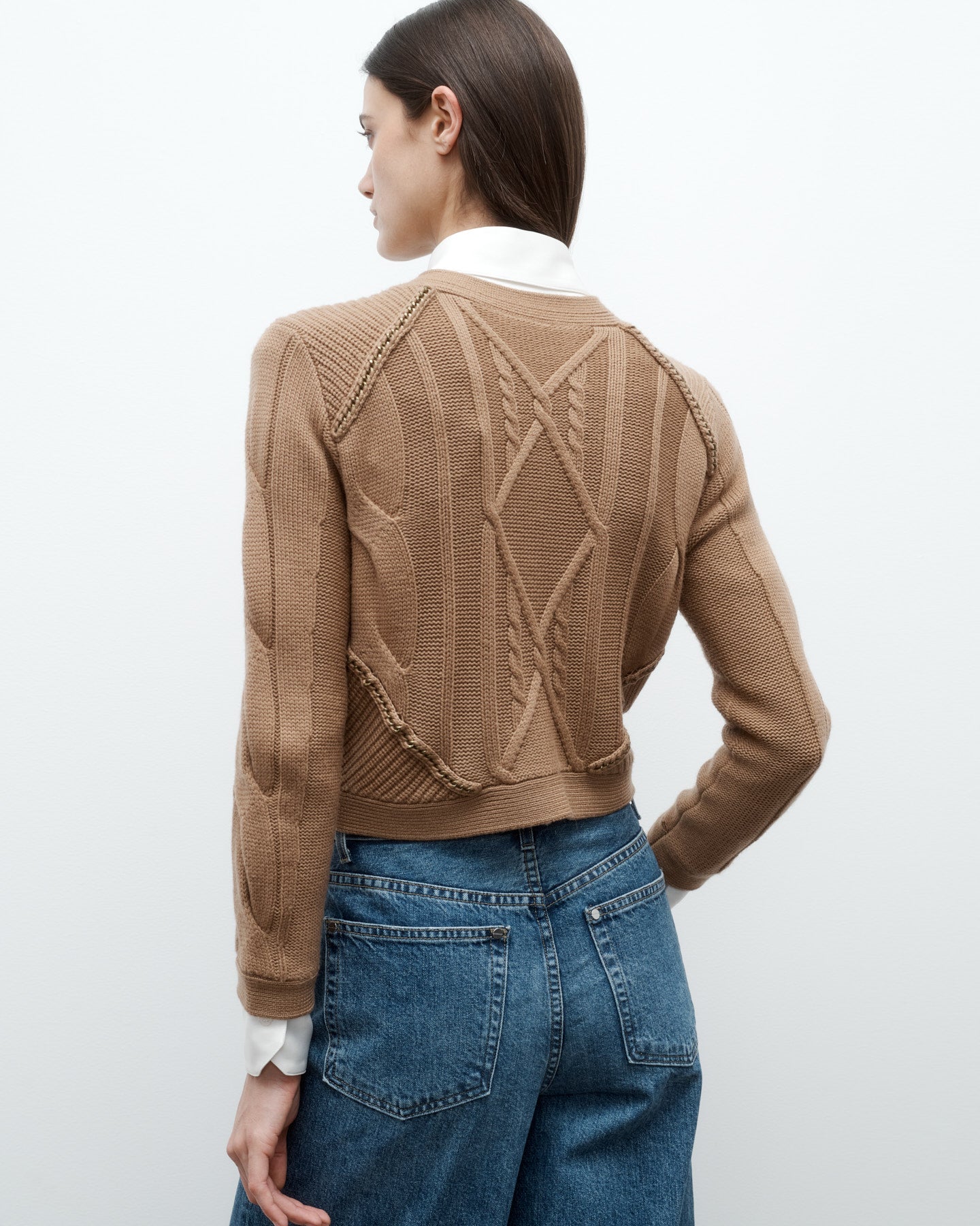 TWP Camel Chain Sweater Jacket in Merino Wool Yarn view 5