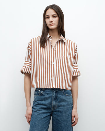 TWP Ivory / cognac Next Ex Shirt in Epoque Stripe Cotton view 1