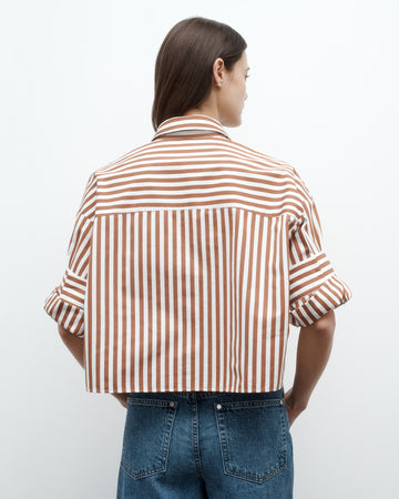 TWP Ivory / cognac Next Ex Shirt in Epoque Stripe Cotton view 5