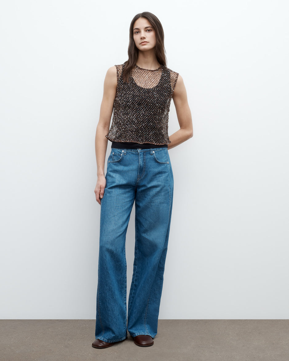 TWP Gold Chloe Top with Sequin on Netting view 4