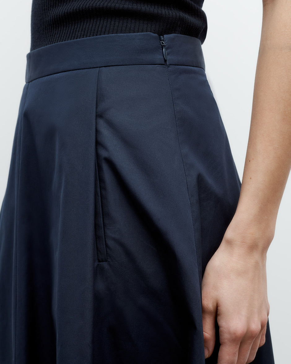 TWP Midnight Midi House Skirt in Super Compact Poplin view 4