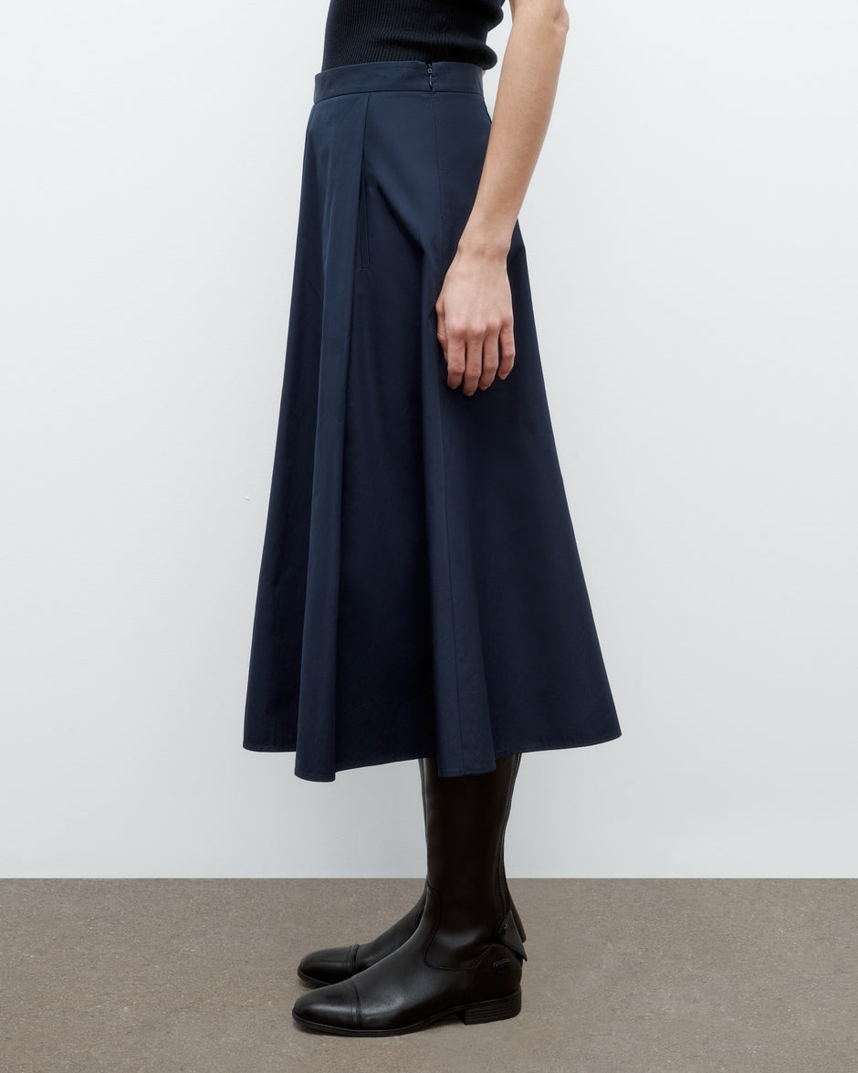 TWP Midnight Midi House Skirt in Super Compact Poplin view 3