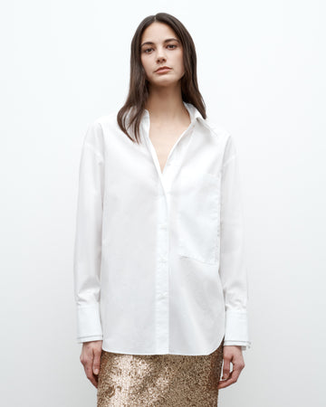 TWP White Sliding Doors Top in Superfine Cotton and Silk Organza view 2