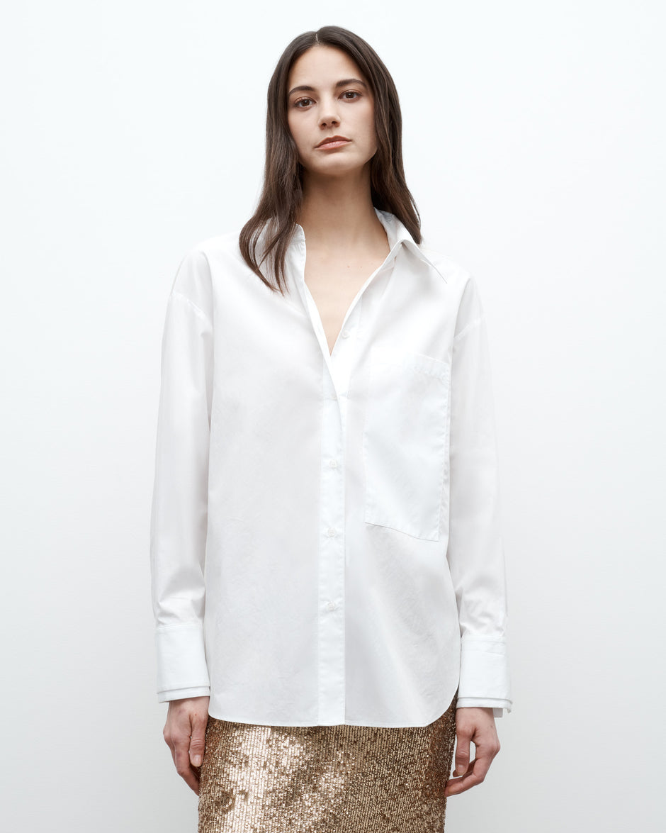 TWP White Sliding Doors Top in Superfine Cotton and Silk Organza view 2