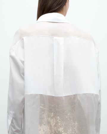 TWP White Sliding Doors Top in Superfine Cotton and Silk Organza view 5