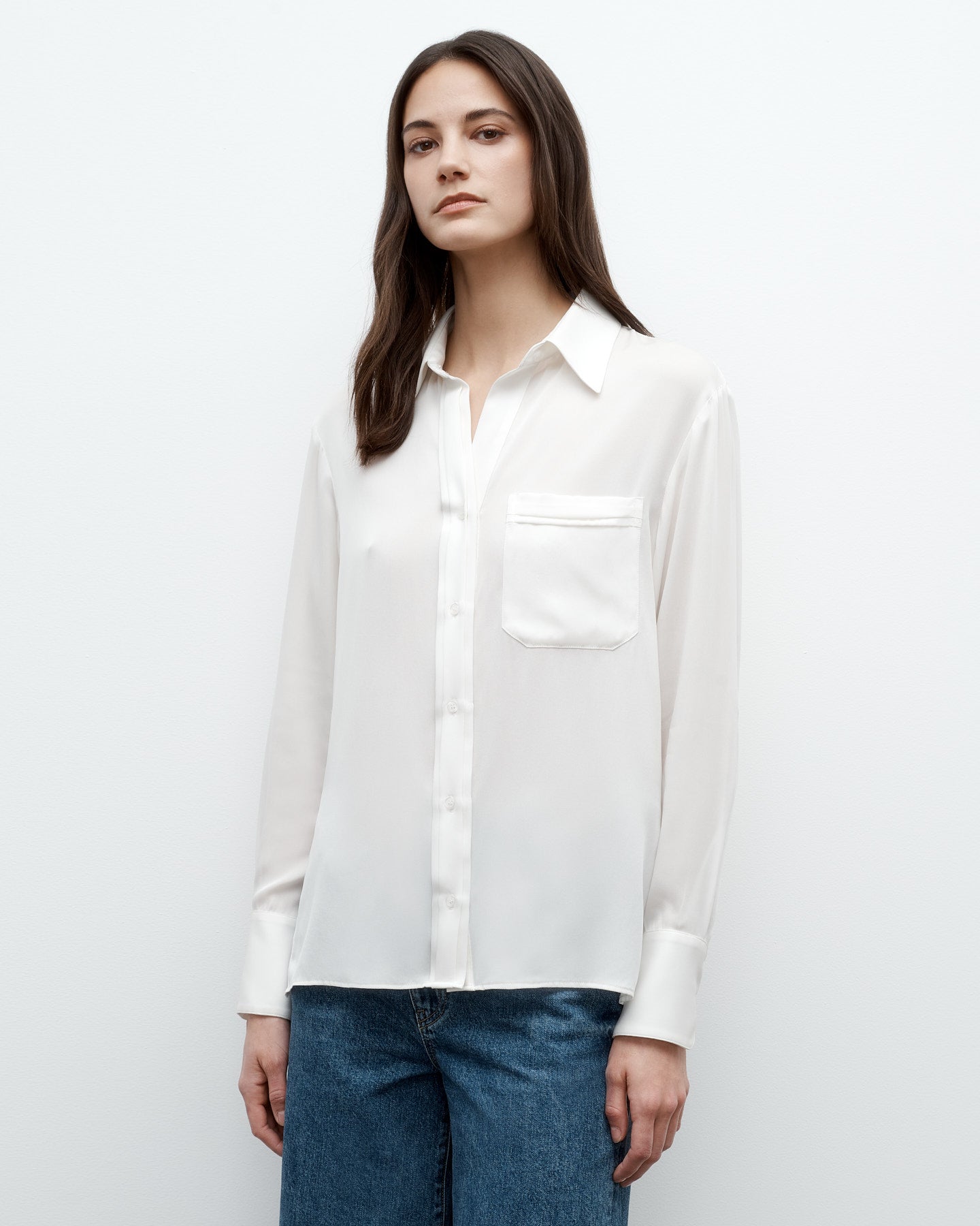 TWP Ivory New Joey Shirt in Silk Georgette view 2