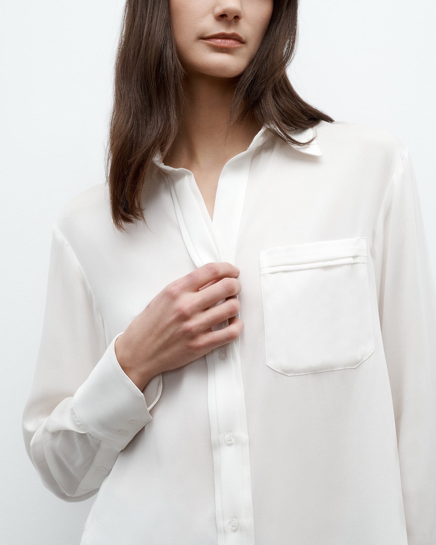 TWP Ivory New Joey Shirt in Silk Georgette view 3