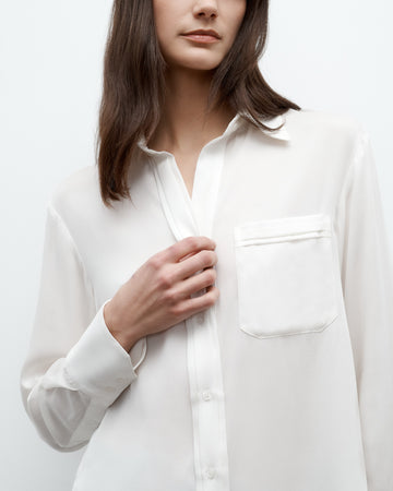 TWP Ivory New Joey Shirt in Silk Georgette view 3
