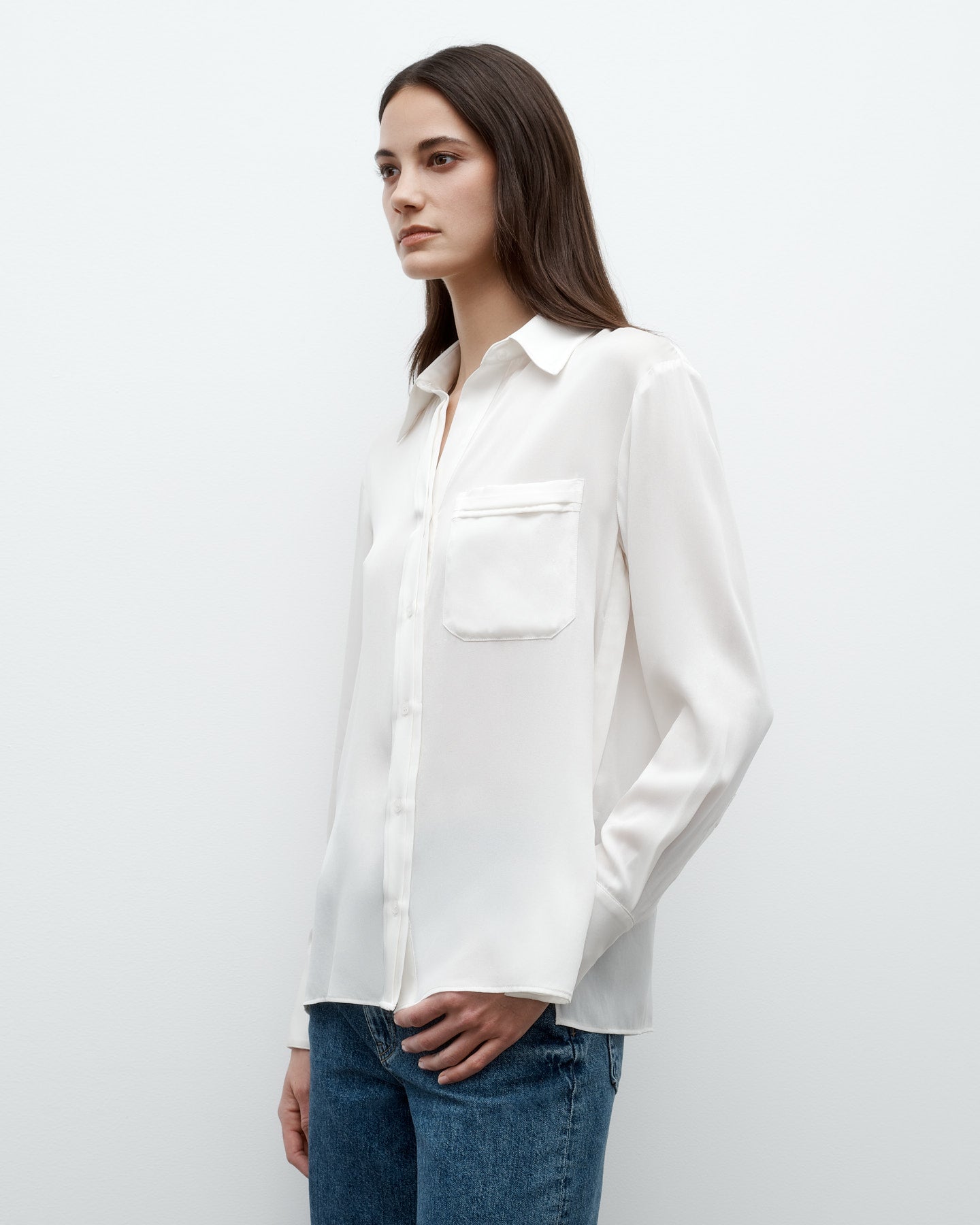 TWP Ivory New Joey Shirt in Silk Georgette view 4