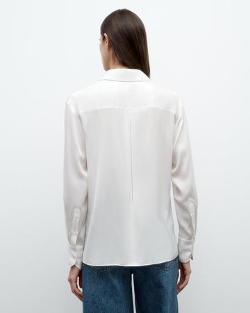 TWP Ivory New Joey Shirt in Silk Georgette view 5
