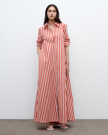 TWP Red / white Jenny's Gown in Boardwalk Cotton Stripe view 2