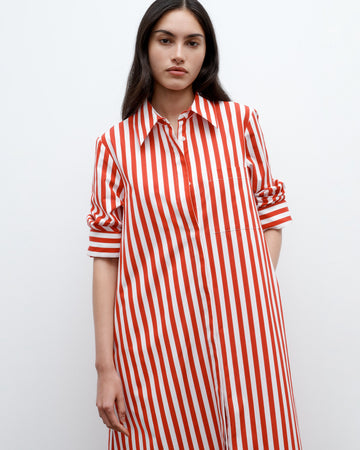 TWP Red / white Jenny's Gown in Boardwalk Cotton Stripe view 3