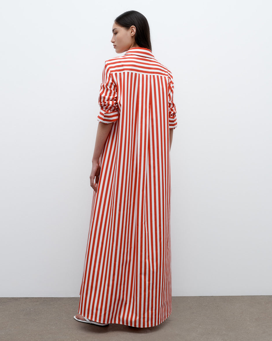 TWP Red / white Jenny's Gown in Boardwalk Cotton Stripe view 6