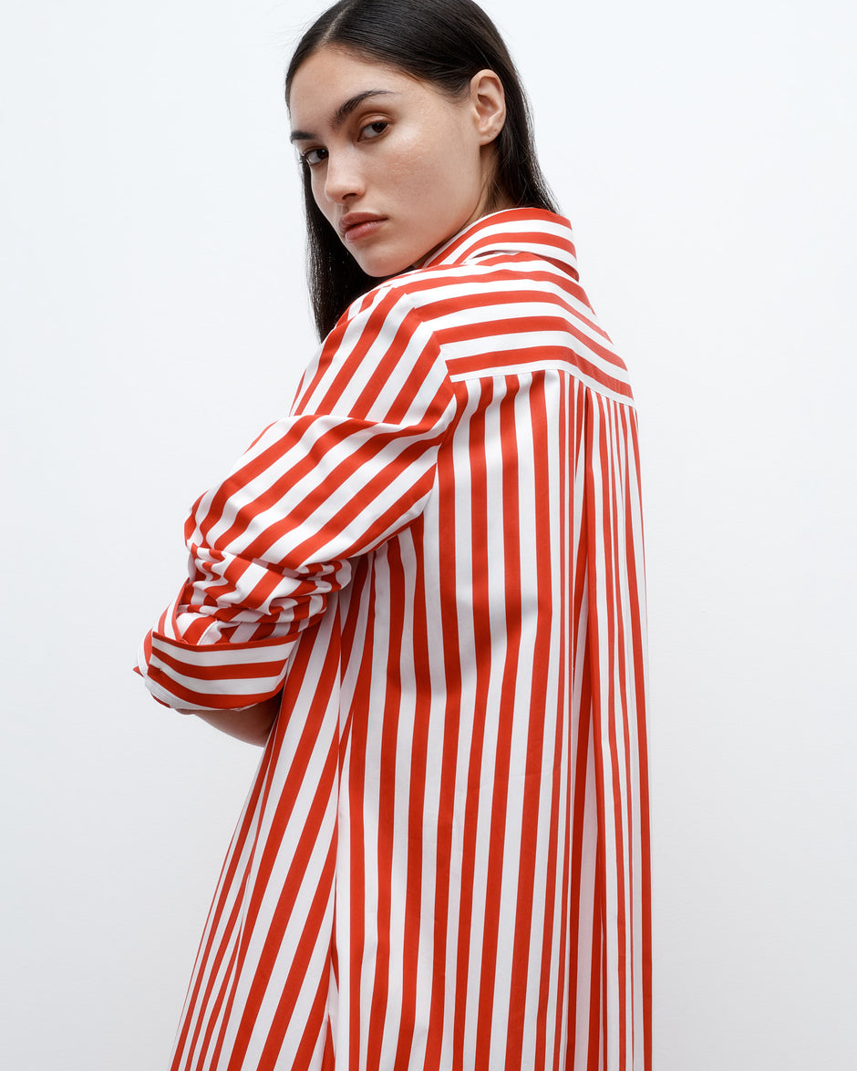 TWP Red / white Jenny's Gown in Boardwalk Cotton Stripe view 5