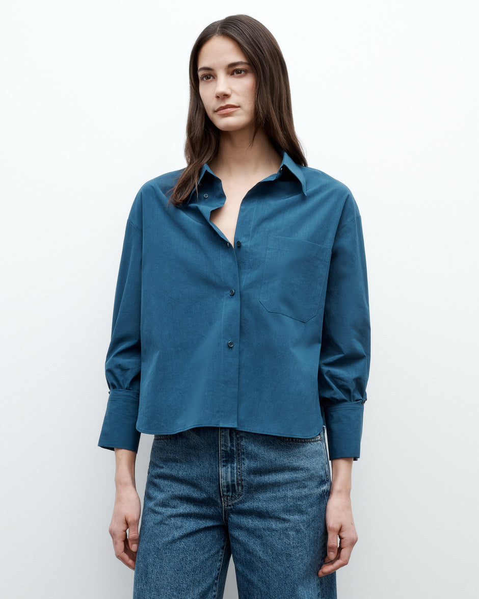 TWP Blue wing teal J.D. Shirt in Superfine Cotton view 2