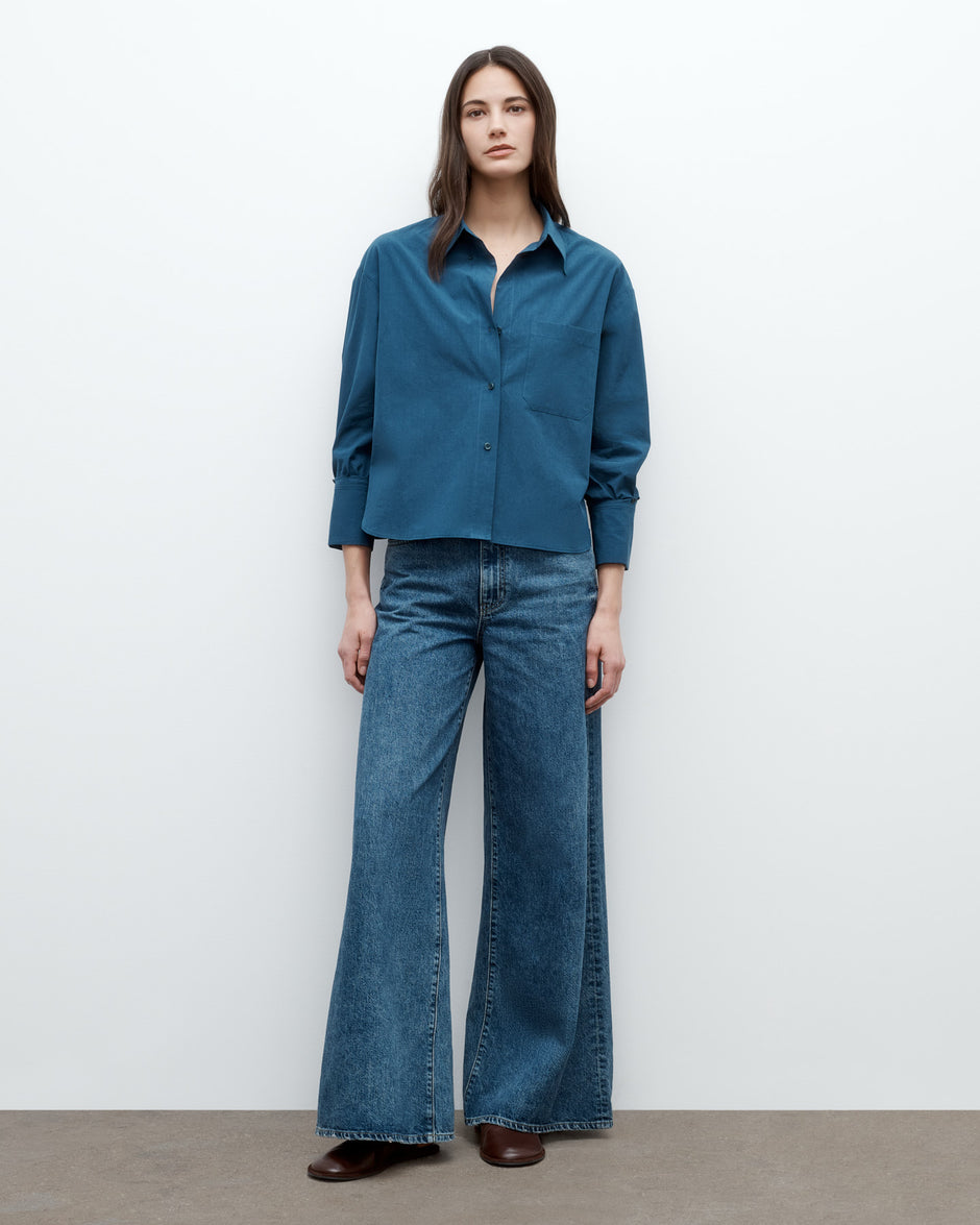 TWP Blue wing teal J.D. Shirt in Superfine Cotton view 3