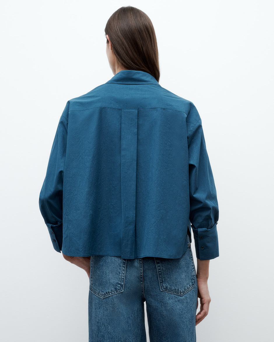 TWP Blue wing teal J.D. Shirt in Superfine Cotton view 4