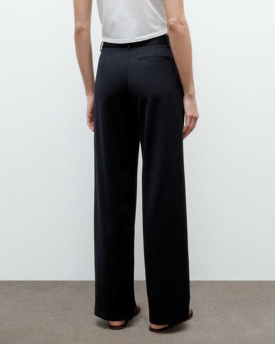 TWP Midnight Elizabeth St. Pant in Satin Faced Wool Suiting view 3