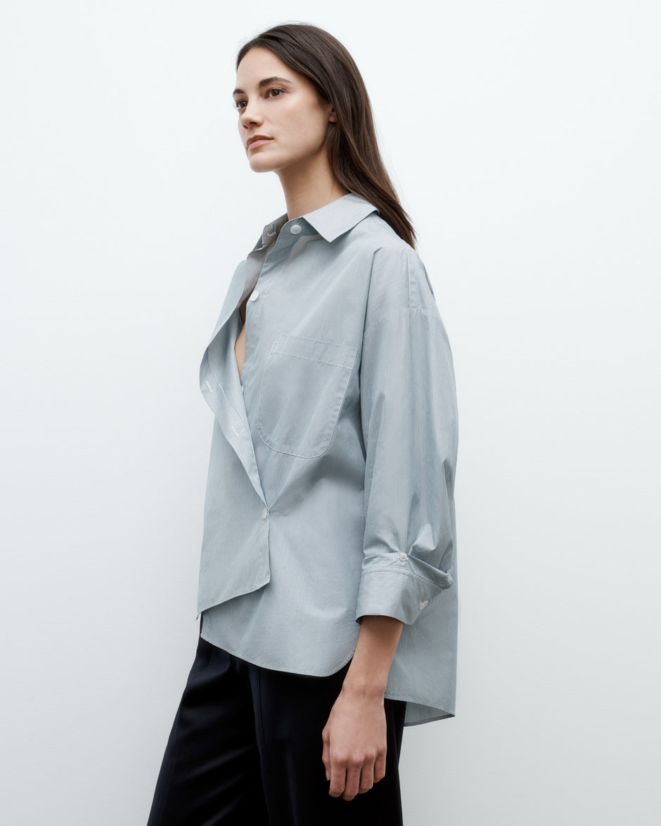 TWP Pinegrove / white Earl Shirt in Baroness Cotton Stripe view 2